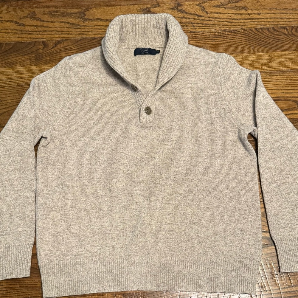 Men’s J. Crew sweater w/shawl collar. 100% Lambswool Perfect condition. Size Med